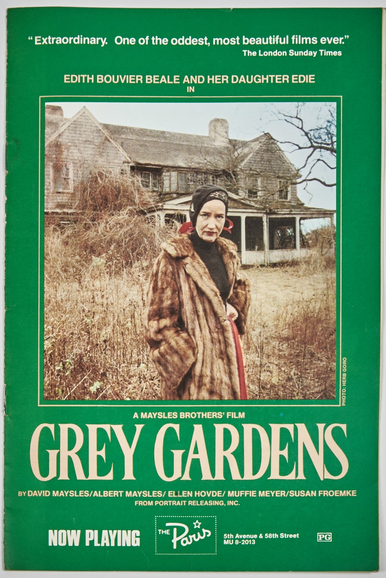 The rare original Paris Theatre program from the first screenings of Grey Gardens