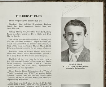 James Dean signed high school yearbook