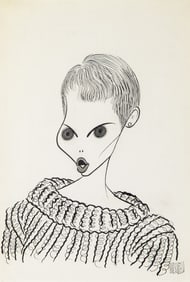 An original Al Hirschfeld of a 1960s era Mia Farrow