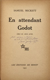 The Director's copy of the first edition of Samuel Beckett's Waiting for Godot, inscribed by Beckett