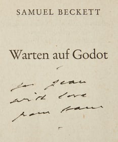 An early German edition of Waiting for Godot inscribed by Beckett