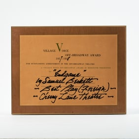 The Village Voice Off-Broadway Best Foreign Play Award Presented for Samuel Beckett's Endgame