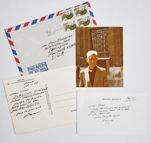 Two autograph notes signed by Samuel Beckett
