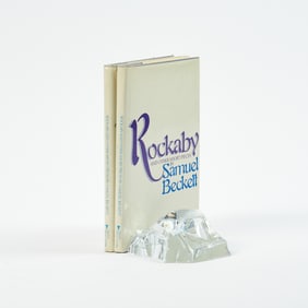 Two first editions of Rockaby signed by Beckett's muse Billy Whitelaw, with a rock form cast gift