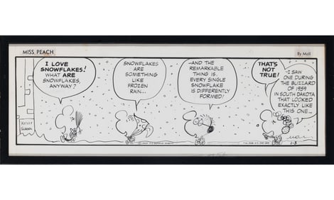 Eight Original Mel Lazarus "Miss Peach" cartoons previously owned by Stephen Sondheim
