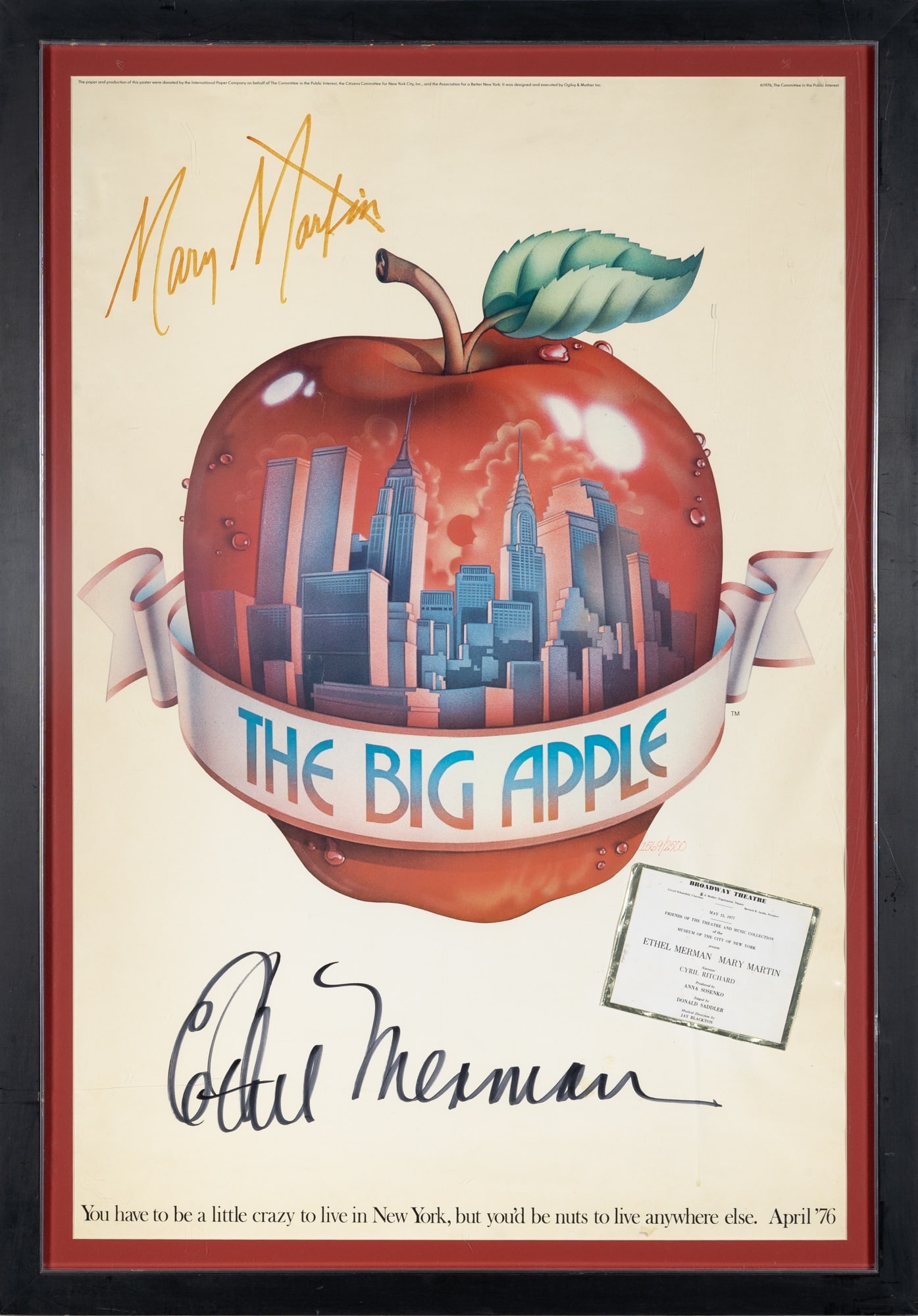Mary Martin and Ethel Merman signed Big Apple poster (1 of 2)