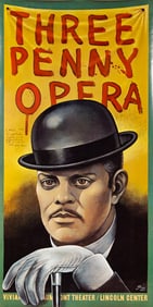 Three Penny Opera poster signed by Richard Foreman and Stan Silverman