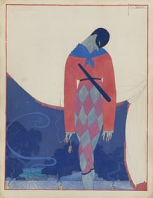 An fine Art Deco era Georges Lepape Harlequin design