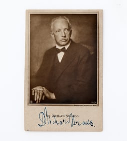 A portrait postcard signed by Richard Strauss