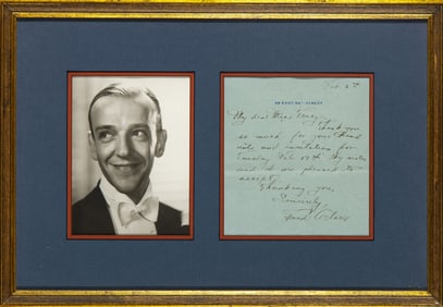 An attractive signed note from Fred Astaire