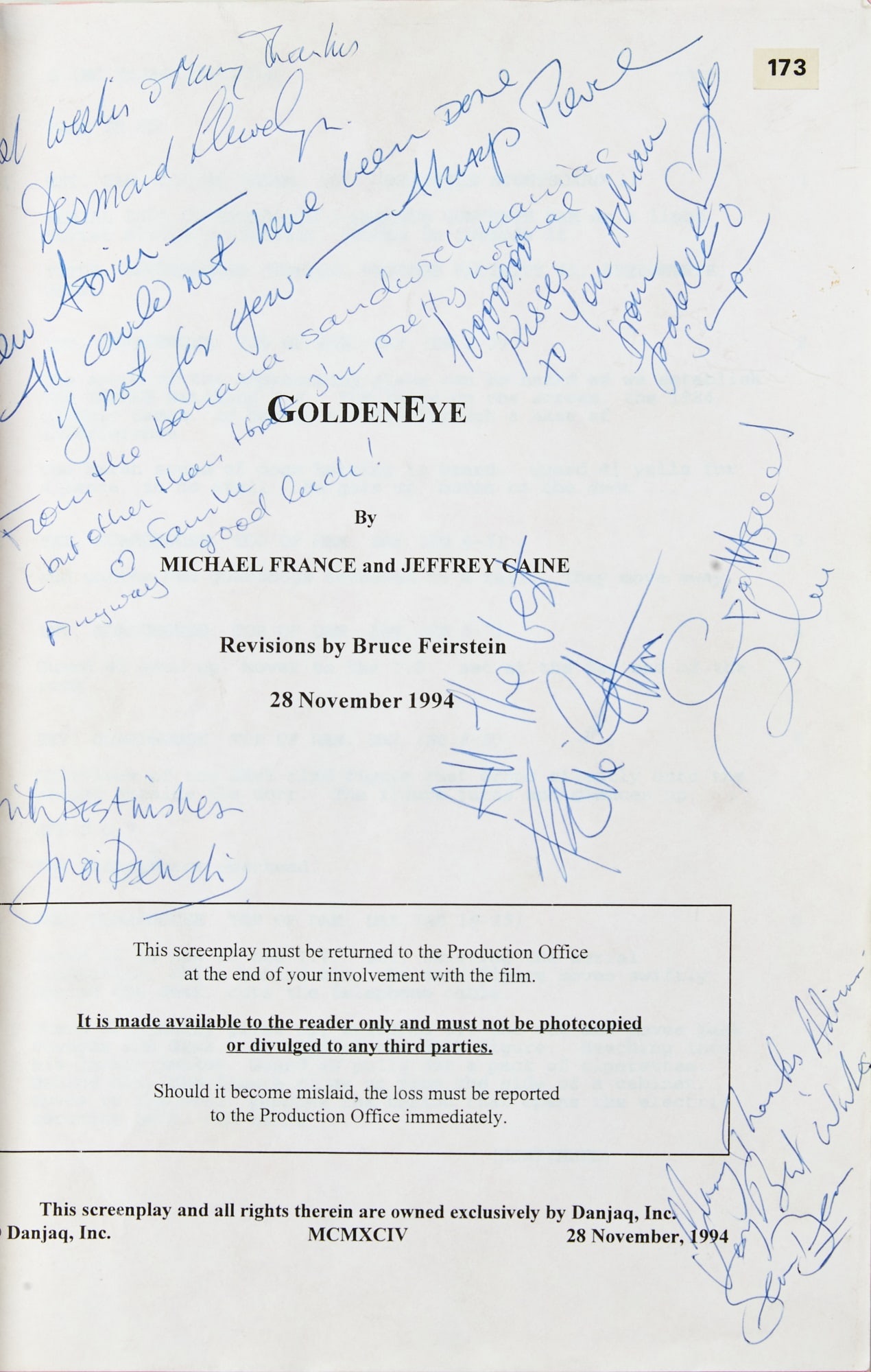 A signed script for James Bond's GoldenEye (1 of 3)