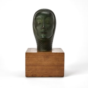 A Small Patinated Bronze Bust of Marlene Dietrich