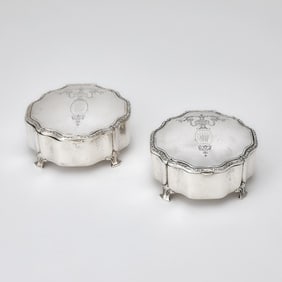 Douglas Fairbanks Jr.: Pair of International Silver Co. Sterling Silver Dresser Boxes