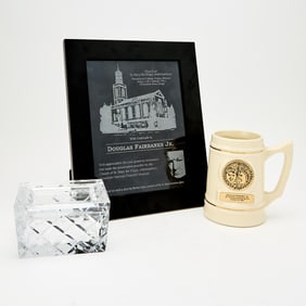 Cream Glazed Commemorative Mug Presented to Douglas Fairbanks, Jr.