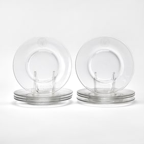 Set of Eight Molded Glass Presentation Plates Etched With the Seal of the United States Senate