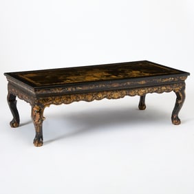 Chinese Export Gilt and Black Lacquer Low Table