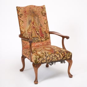George I Style Needlepoint Upholstered Walnut Armchair