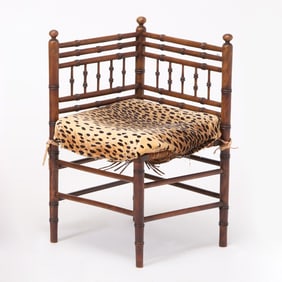 Faux Bamboo Mahogany Corner Chair