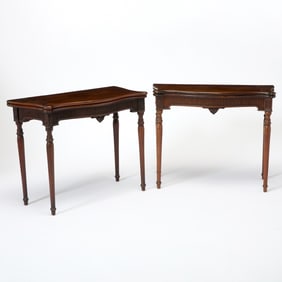 Pair of George III Mahogany Game Tables
