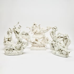 Eight Italian White-Glazed Maiolica Figural Groups, by Andrea Spadini