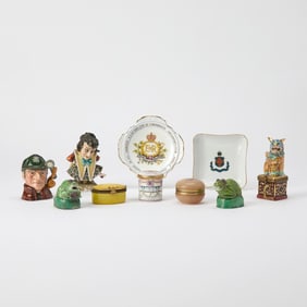 Group of Porcelain Articles Together With Metal-Mounted Quartz and Enameled Metal Boxes