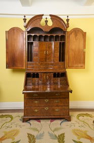 George I Walnut Bureau Cabinet