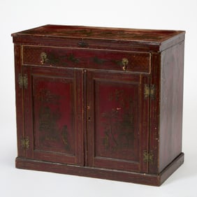 Chinese Style Scarlet-Lacquer Side Cabinet
