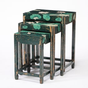 Isabelle O'Neill Polychrome Painted Three-Tier Nest of Tables