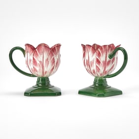 Pair of Italian Faience "Tulip" Mugs