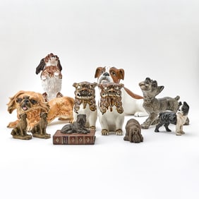 Group of Porcelain, Painted Cast Iron, Gilt-Bronze and Composition Figures of Dogs