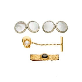 Group of Gold and Metal Gentleman's Accessories