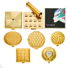 Group of Gilt-Metal and Rhinestone Compacts