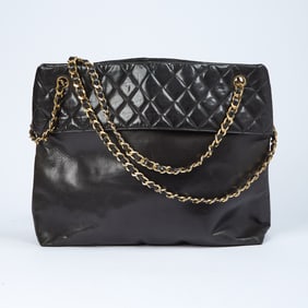 Chanel Black Lambskin Leather Tote Bag