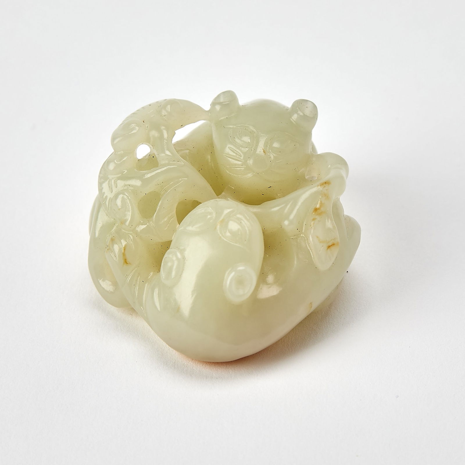 A Chinese Carved White Jade 'Cats Group' Qing Dynasty (1 of 4)