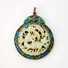 A Chinese White Jade Openwork Plaque Ming-Qing Dynasty