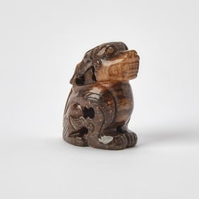 A Chinese Mottled Jade Carving of a Pixiu Ming Dynasty