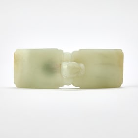 A Chinese Celadon Jade Two-Part Buckle Late Qing Dynasty