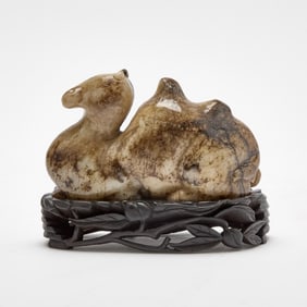 A Large Chinese Mottled Jade Camel 19th-20th Century