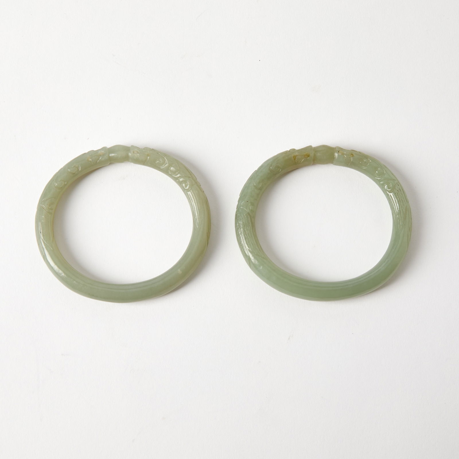 A Pair of Chinese Celadon Jade Bangles 19th Century (1 of 2)