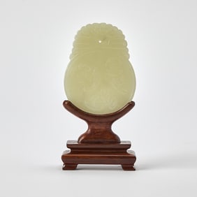 A Chinese Carved Celadon Jade Pendant 19th Century