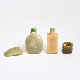 Four Chinese Carved Jade Articles