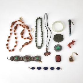 A Group of Decorative Asian Jewelry Articles 20th Century and earlier