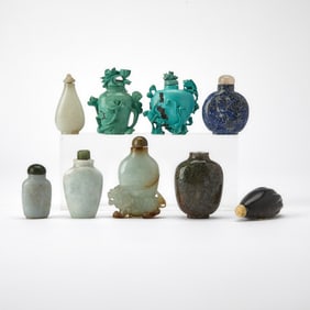 A Group of Chinese Hardstone Snuff Bottles 20th Century