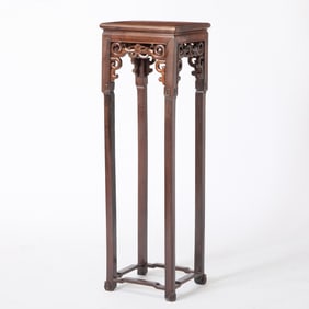 A Chinese Burlwood Inset Hardwood Stand Early 20th Century