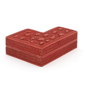 A Chinese Carved Cinnabar Lacquer Box and Cover 18th-19th Century