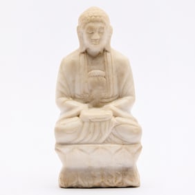 A Chinese Carved Marble Figure of Buddha Ming-Qing Dynasty
