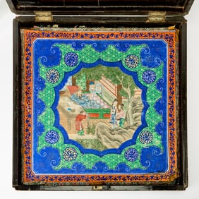 A Chinese Export Gilt Decorated Black Lacquer Box 19th century