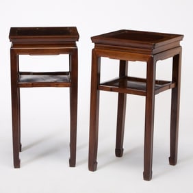 A Pair of Chinese Hardwood Stands Qing Dynasty