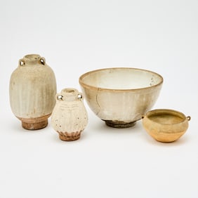 Four Chinese Glazed Stoneware and Pottery Articles Song-Ming Dynasty