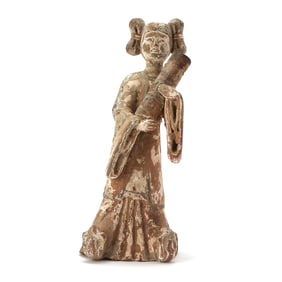 A Chinese Tang-Style Pottery Musician